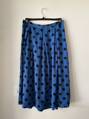 Who What Wear Blue Skirt with Black Polka Dots